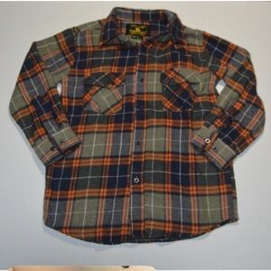 Seven Souls Sz 7 Grey Orange Plaid Flannel Long Sleeves Button Down Shirt